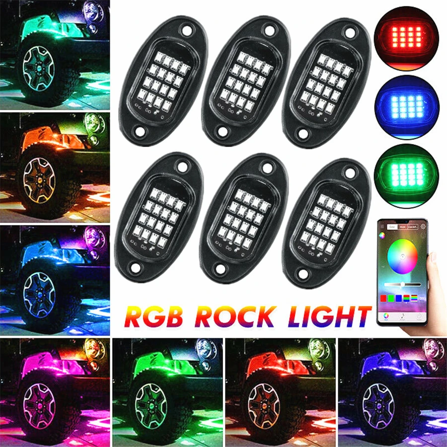 6 шт. светодиодная подсветка для внедорожника с управлением через