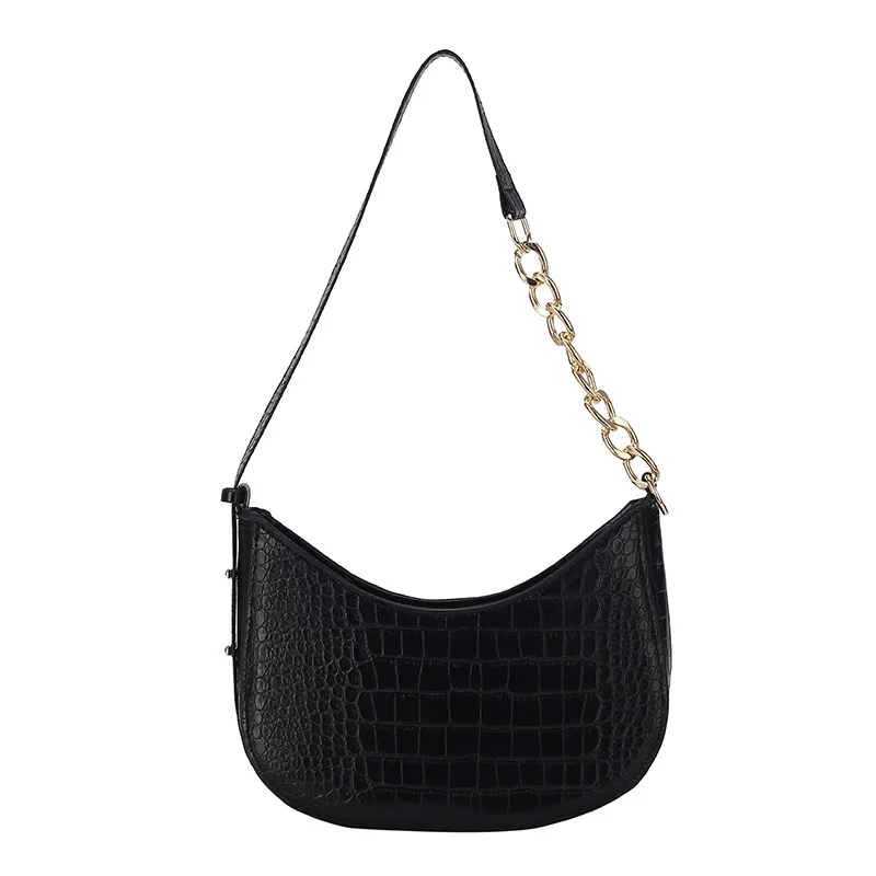 

Women simple multifunctional bag Casual crocodile pattern chain hobo pure leather one-shoulder armpit bag 2021 New Fashion