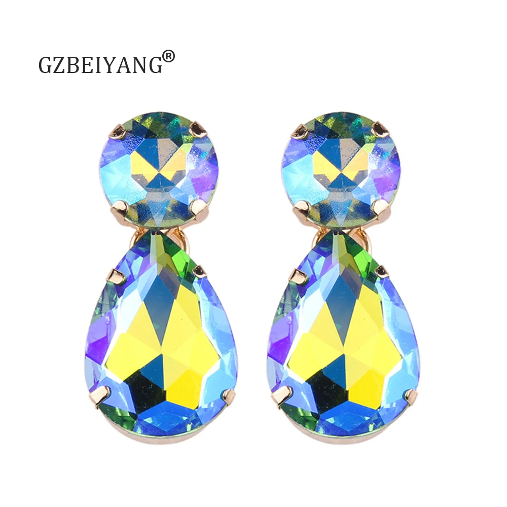 GZBEIYANG супер яркие цветные Кристальные серьги для женщин роскошное ювелирное