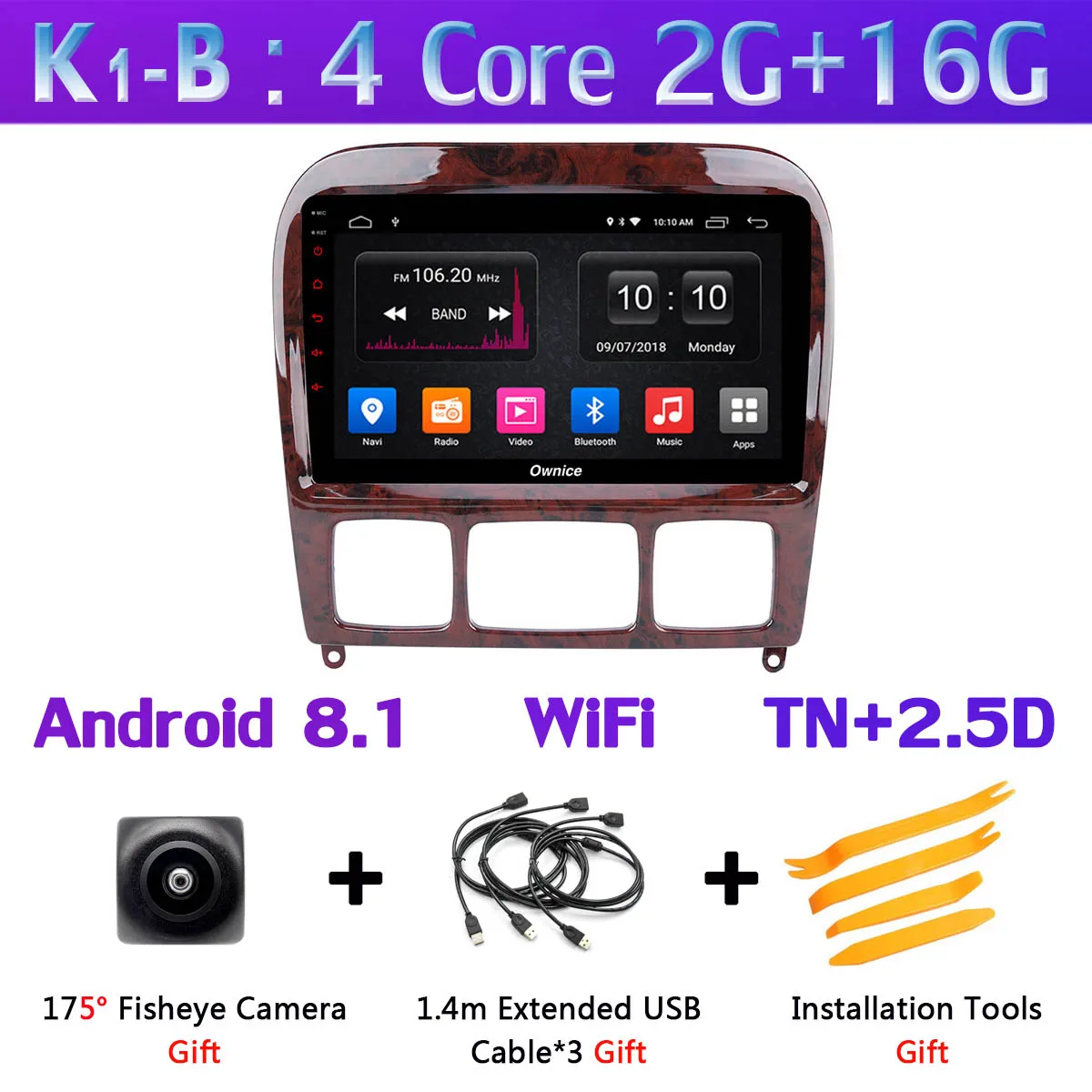 K1-B 360 ° камера 4G LTE Android 9,0 4G+ 64G gps радио gps CarPlay SPDIF DSP Автомобильный плеер для Mercedes Benz S CL Класс W220 W215 - Цвет: K1-B