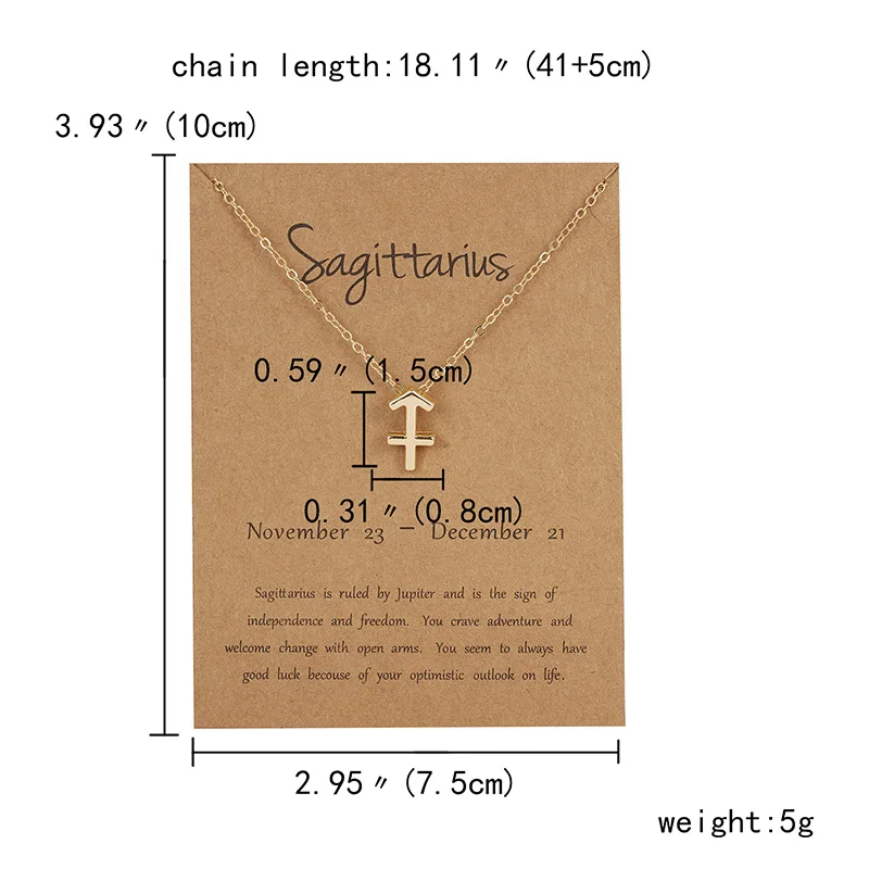 Sagittarius 10 видов стилей, модное ювелирное изделие, женское ожерелье с кулоном, кошачьи ушки, крылья ангела, птица, животный круг, геометрическое очарование, цепочки на ключицы, воротник - Окраска металла: Sagittarius