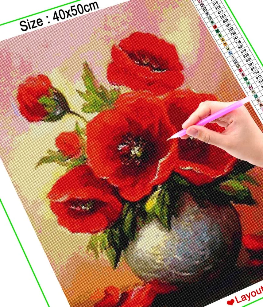 Картина Стразы HOMFUN алмазная 3D вышивка Цветочный пейзаж с декором для творчества