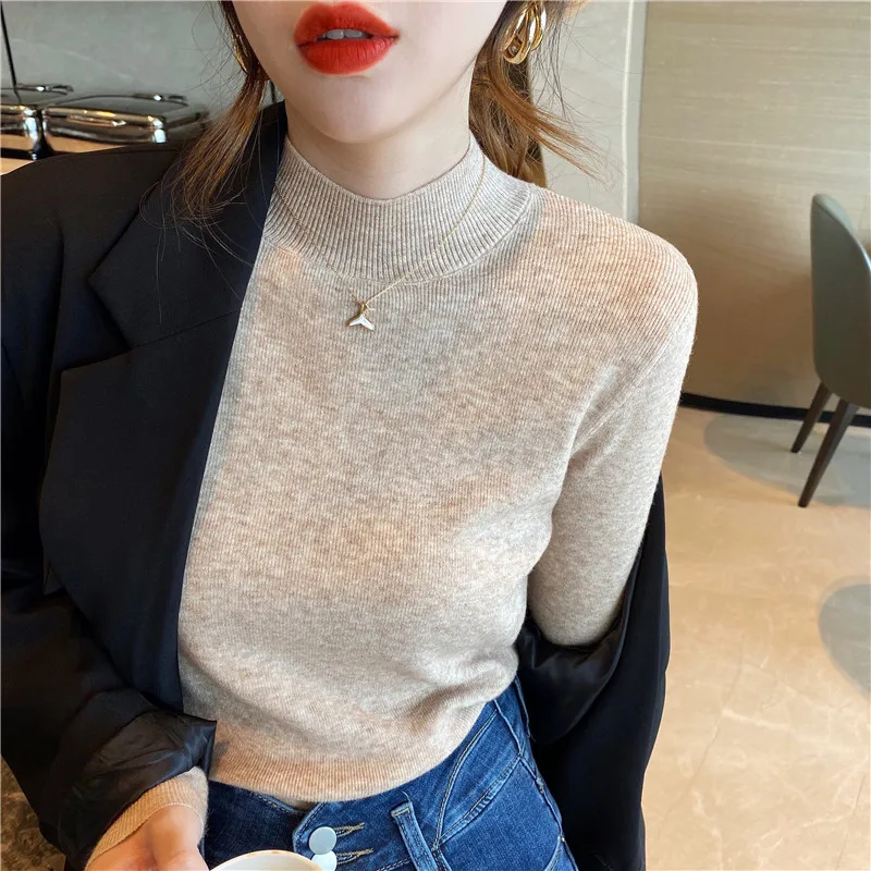 

Sweater Woman 2020 new autumn and winter long sleeves with a slim bottom blouse half turtleneck sweater XBA259-XBA263