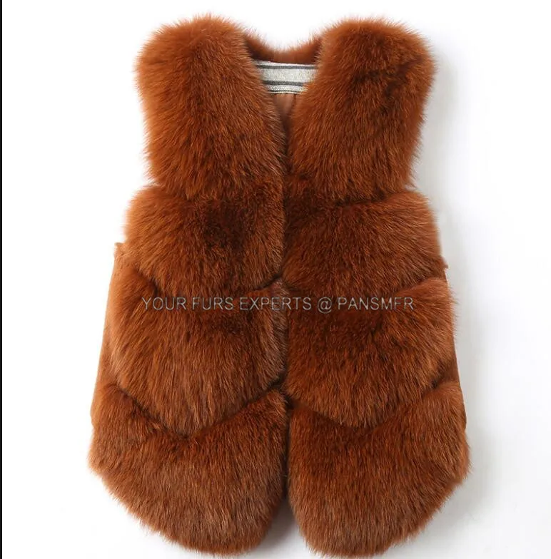 Высококачественная Роскошная жилетка из натурального меха лисы матового цвета