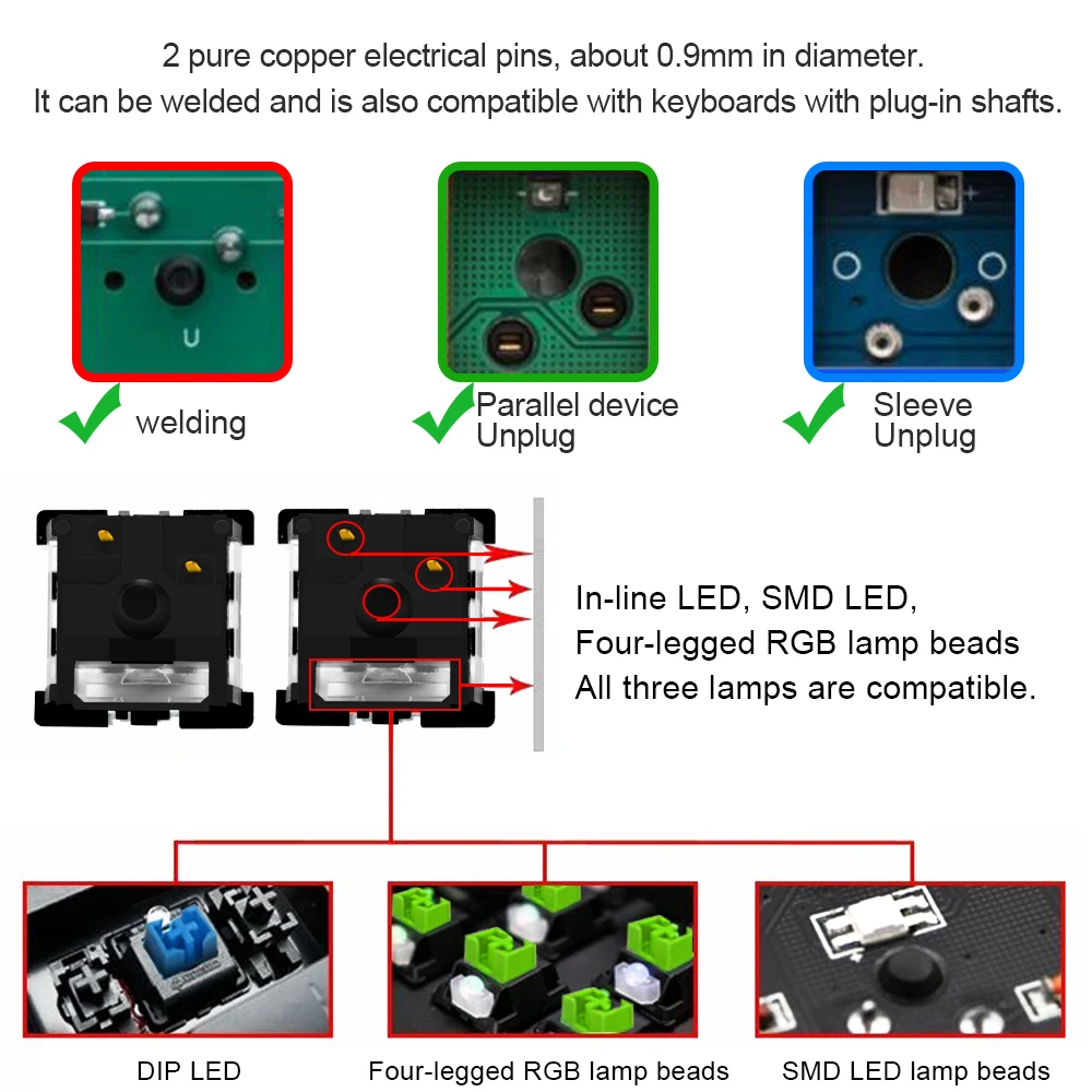 Переключатель REDRAGON SMD RGB MX 3 контактный кличный линейный тактильный бесшумный