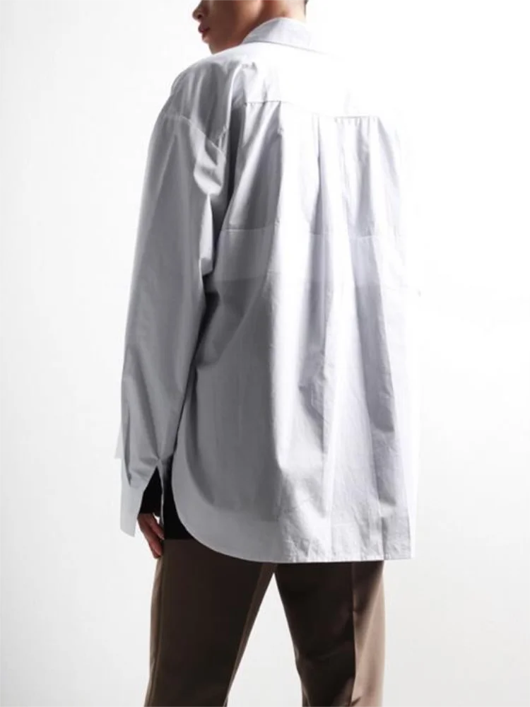 Men's Long Sleeve Shirt Spring And Autumn New Front Section After Long Design Urban Youth Loose Large Size Shirt