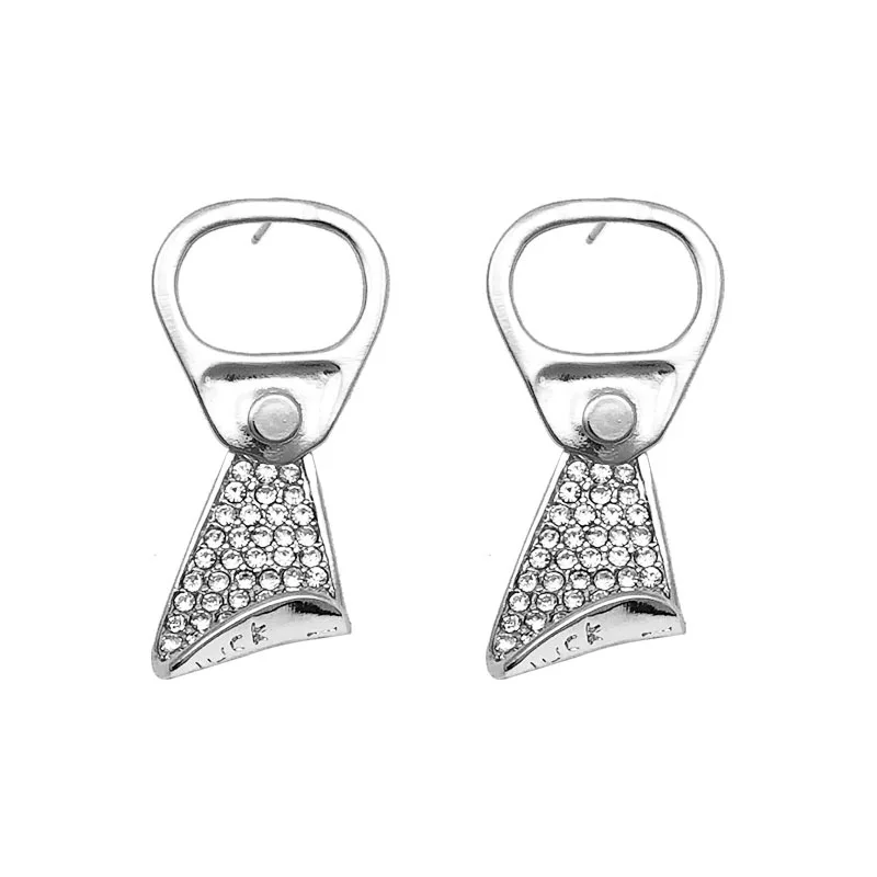 

Statement Earring Can Pull Ring Zircon Mosaic Personality Hip Pop Rock Piercing Stud Earring For Charm Jewelry