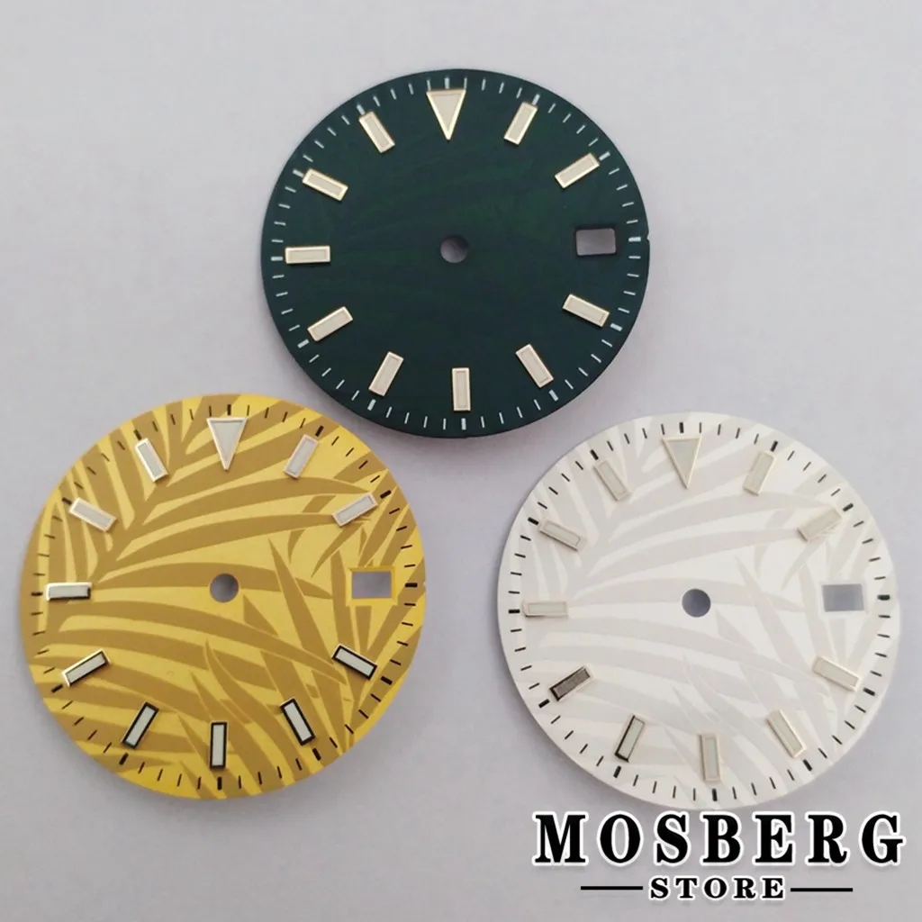 Стерильный зеленый светящийся циферблат для часов с индикатором даты 29 мм