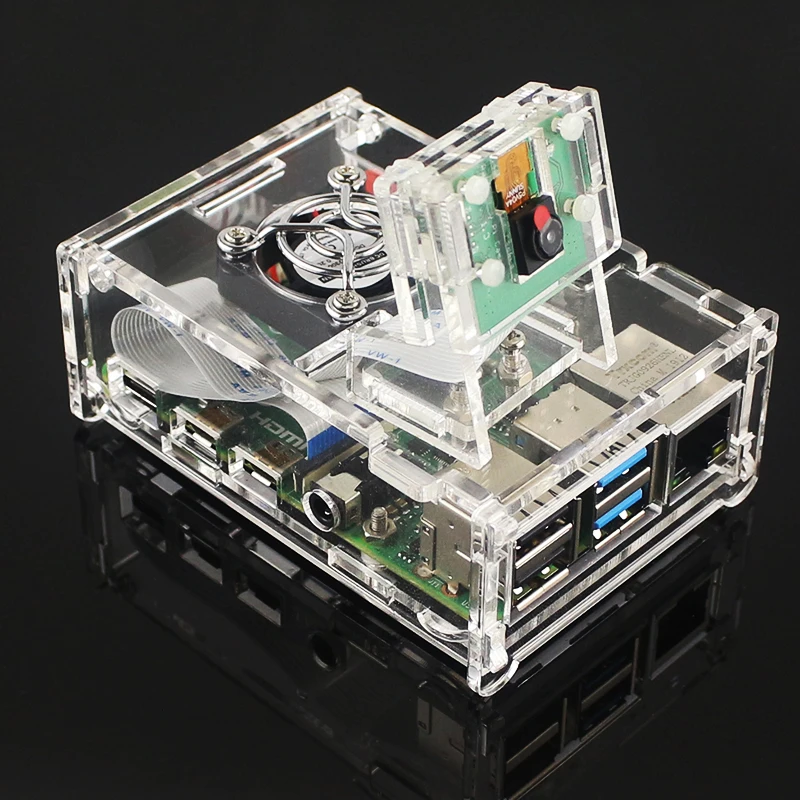 Прозрачный акриловый чехол для корпуса с кронштейном камеры Raspberry Pi 4 Model B новый и