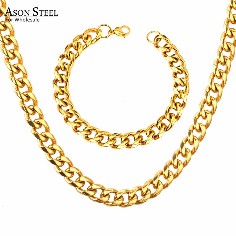 ASON сталь для женщин/мужчин 10 мм кубинская цепочка ожерелье из нержавеющей стали с