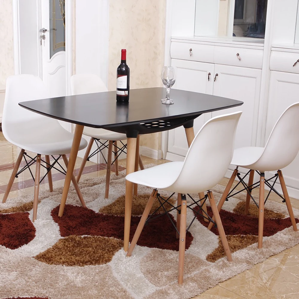 Обеденный стол для дома белый рисования на ножках из бука с пластиковой стойкой