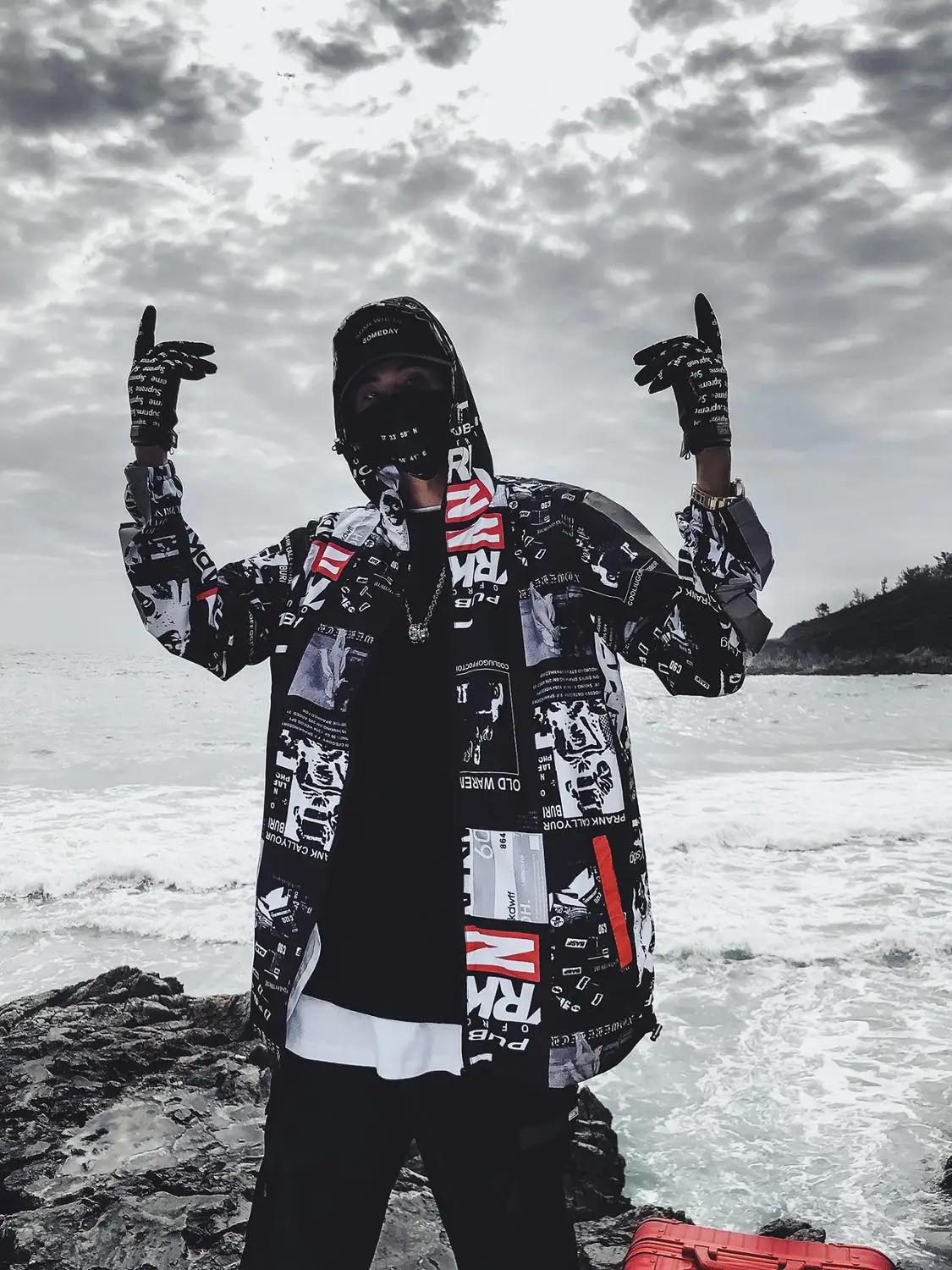 Harajuku Color Block Jacket Streetwear Mens Hip Hop Windbreaker Jacket Printed Street Dance Jacket Coat Autumn Summer Clothes