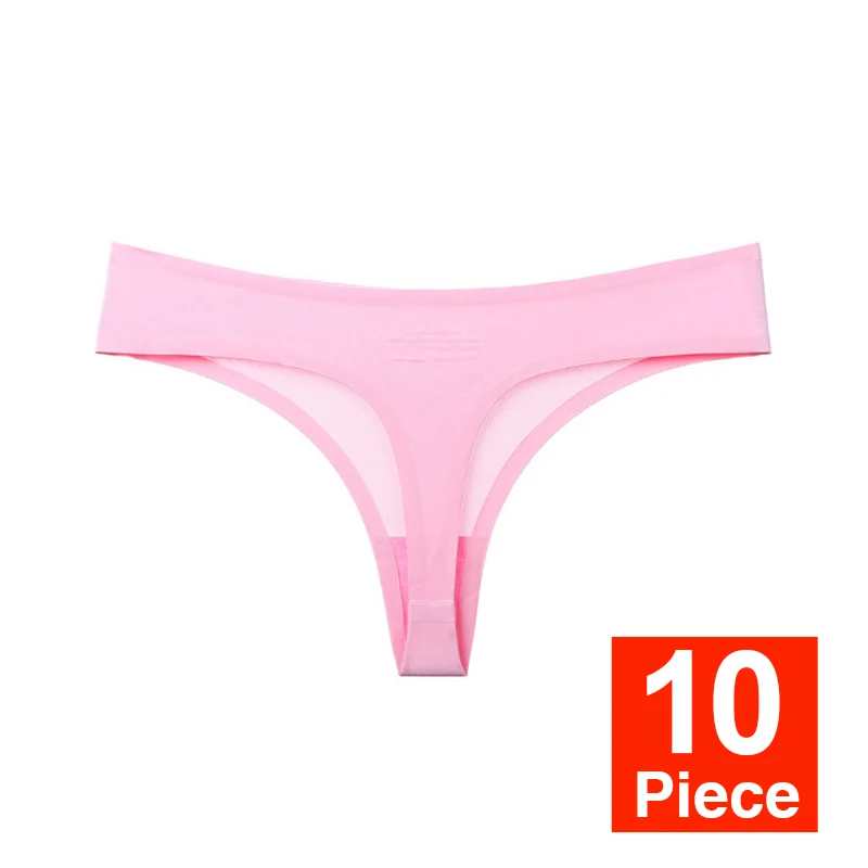 I 10pcs 10 шт., сексуальные шелковые трусики-стринги, трусы для женщин, бесшовные стринги с низкой талией, хлопковые трусы с леопардовым принтом, нижнее белье для женщин# D - Цвет: I 10pcs