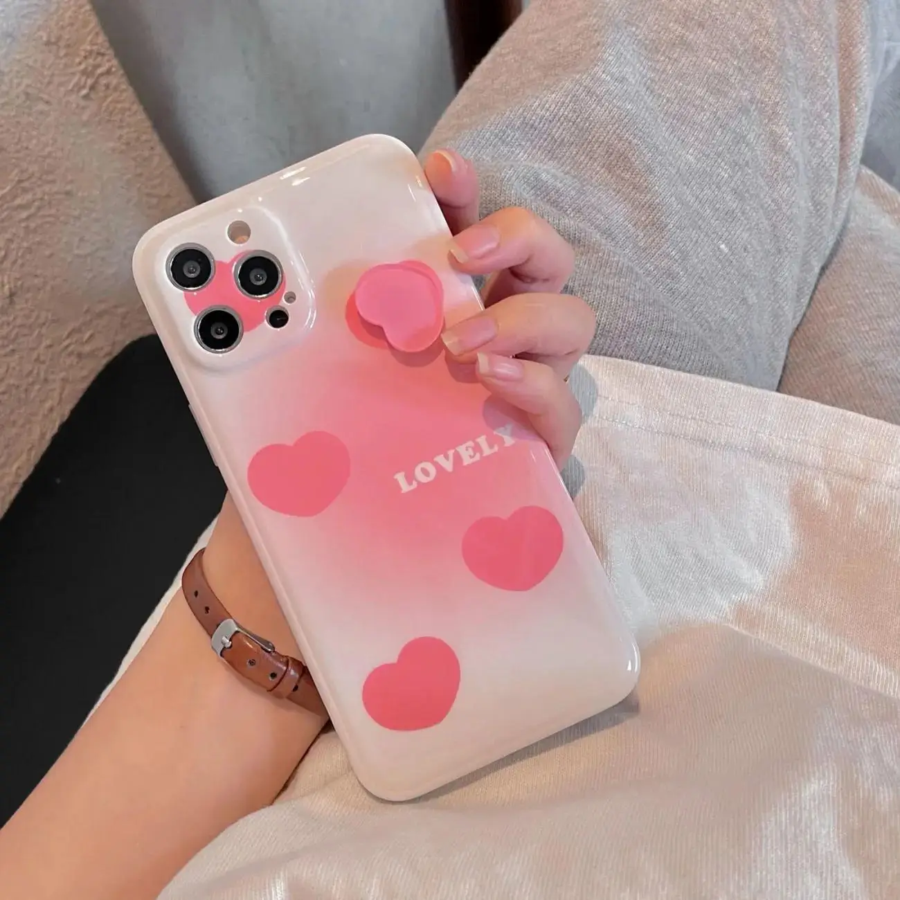 

For IPhone 7/8plus X XR XS 11 12Pro Silicone Soft Cover Creativity Cute Phone Case Anti-drop Love Luxury Protective Case