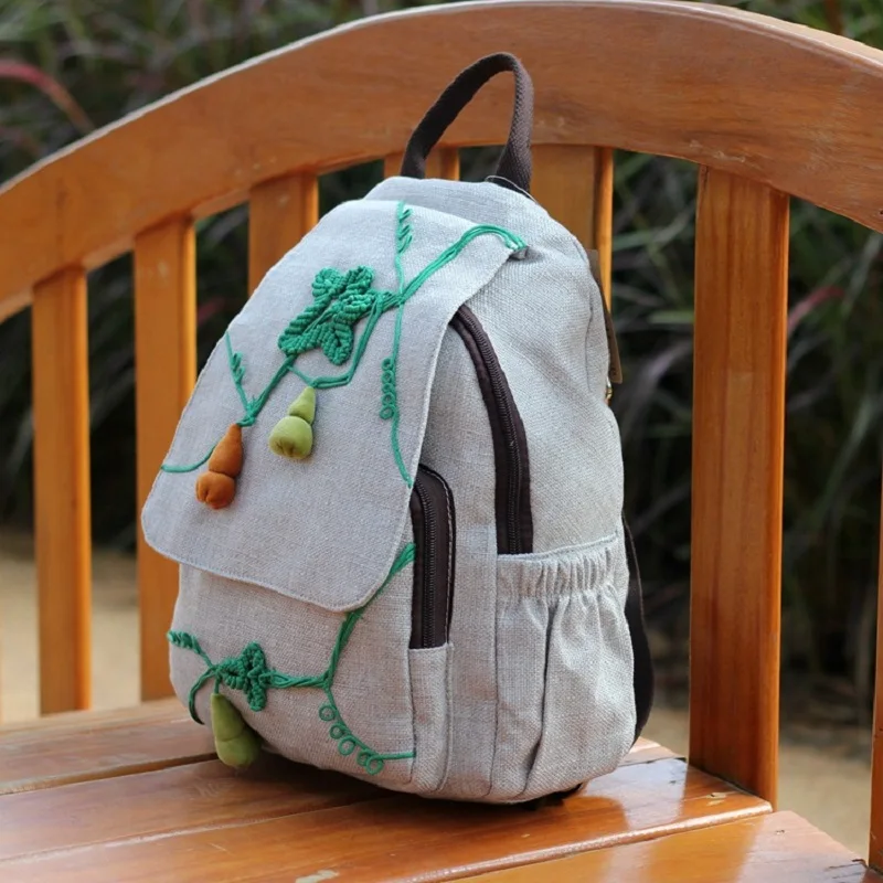 

Cotton Linen Ethnic Floral Children School Bag Kid Handmade Travel Backpack Satchel Book Pouch Mochila Infantil Escolar for Girl