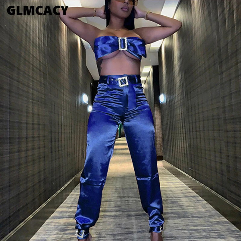 Женский комплект из двух предметов с бантом на пуху топ алмазной пряжкой и брюки