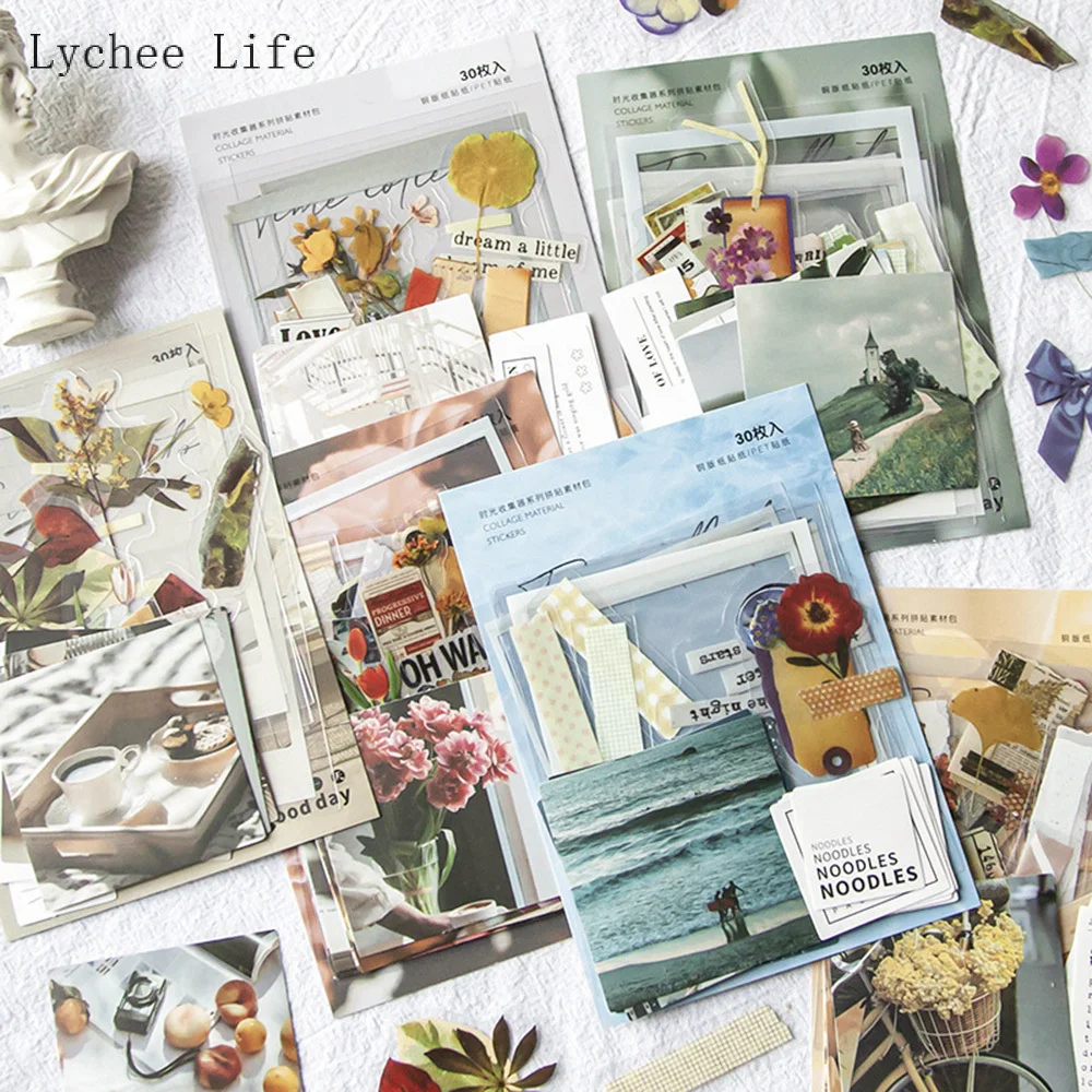 

Lychee Life 30 шт./лот наклейки для сборщика времени для украшения дневника бумага для скрапбукинга креативные канцелярские принадлежности ручно...
