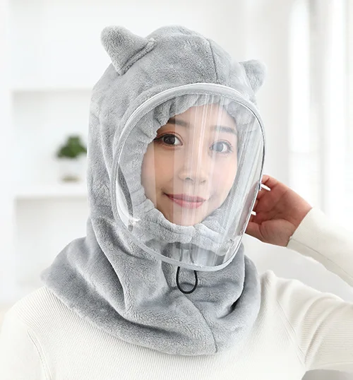 

Thicken winter cycling windproof Hat female neck protection scarf and ear protection warm cap with protective mask for adult