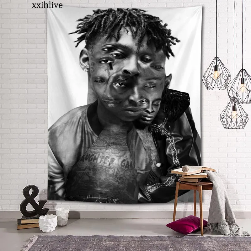 

Rapper 21-Savage Hanging Fabric Background Wall Covering Home Decoration Blanket Hippie Tapestry Bedroom,Living Room Wall Decor