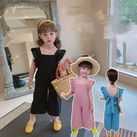 childrens clothing 2022 summer new cotton fashion girls romper for kids flying sleeve halter bow jumpsuit sweet romper 3 8years