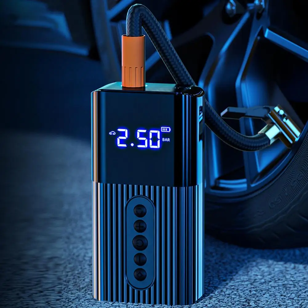 Автомобильный насос 6000 мАч 12 В беспроводной для шин с цифровым дисплеем датчик