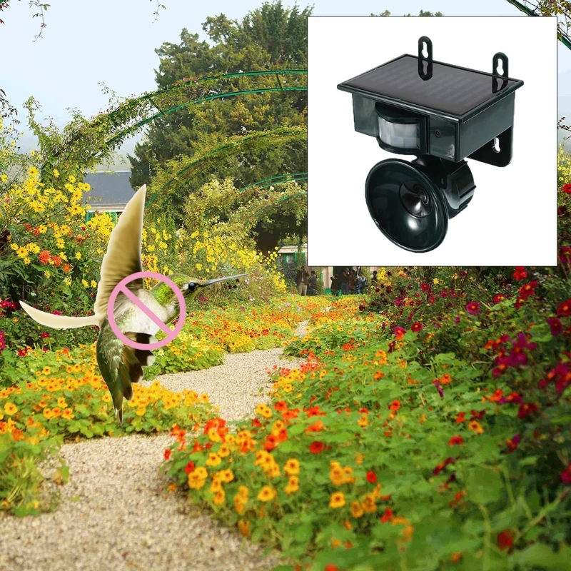 

Home Gardening Outdoor Ultrasonic Bird Repeller Solar Powered Garden Pest Bird Cat Dog Mouse Repellent Alarm PIR Sensor Keep Ani