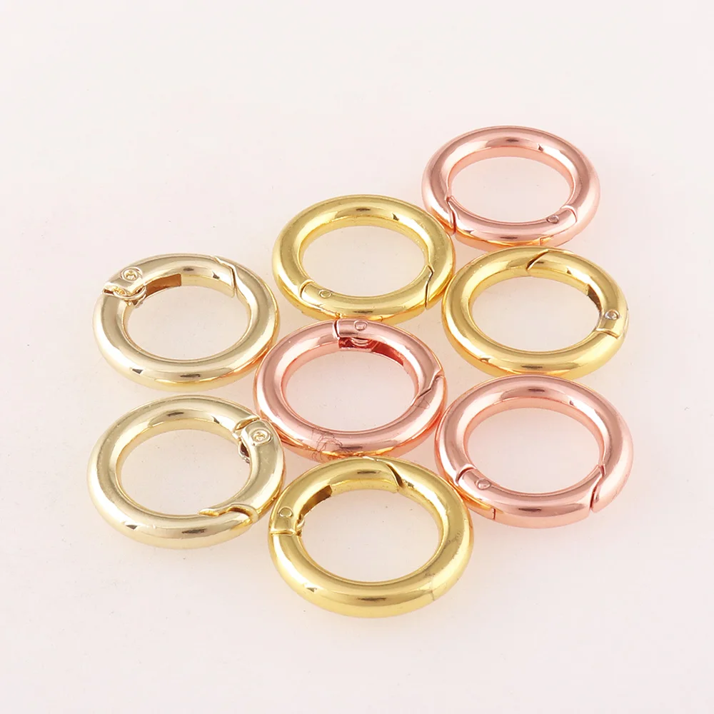 

Rose Gold O Ring Round Push Snap Hooks Spring Gate Ring for Webbing Purses and Handbags Hardware Supplies Leather Craft 12mm
