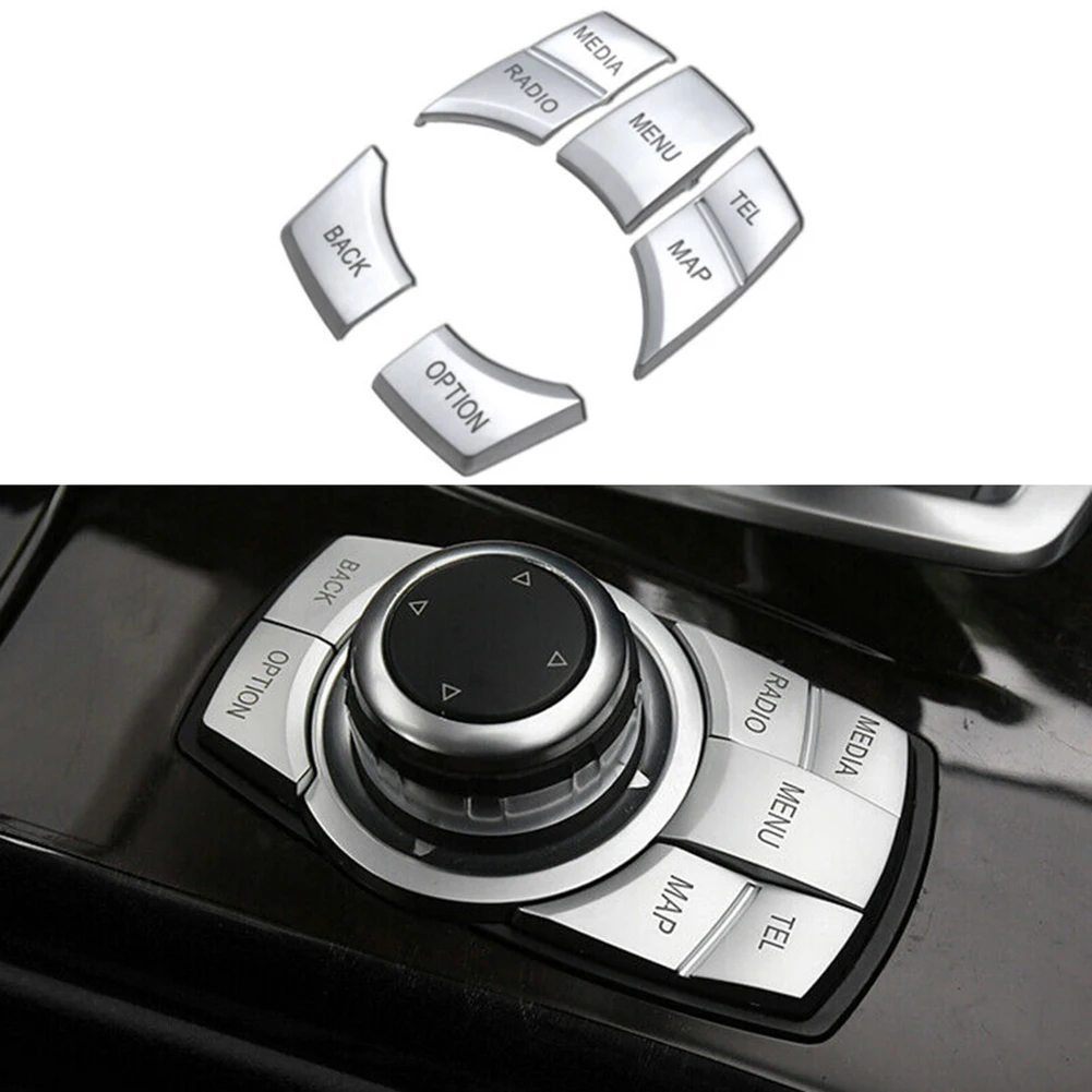 

Replacement Button Cover 5pcs/Set Chrome Multi Media Trim ABS Accessory