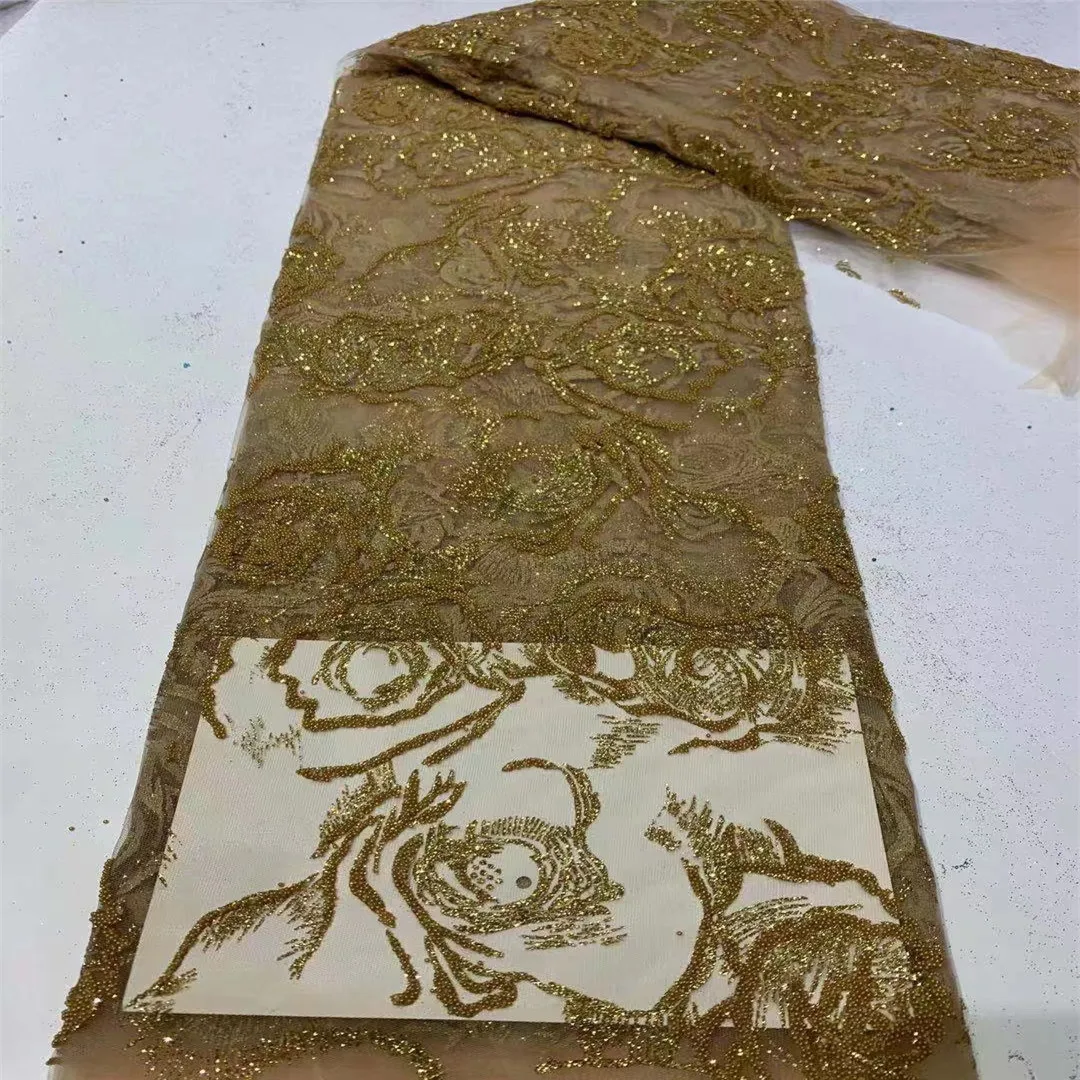 

New Arrival Sequins Fabric Embroidery African Lace Fabric With Sequins Nigerian Tulle Lace Fabric For Party