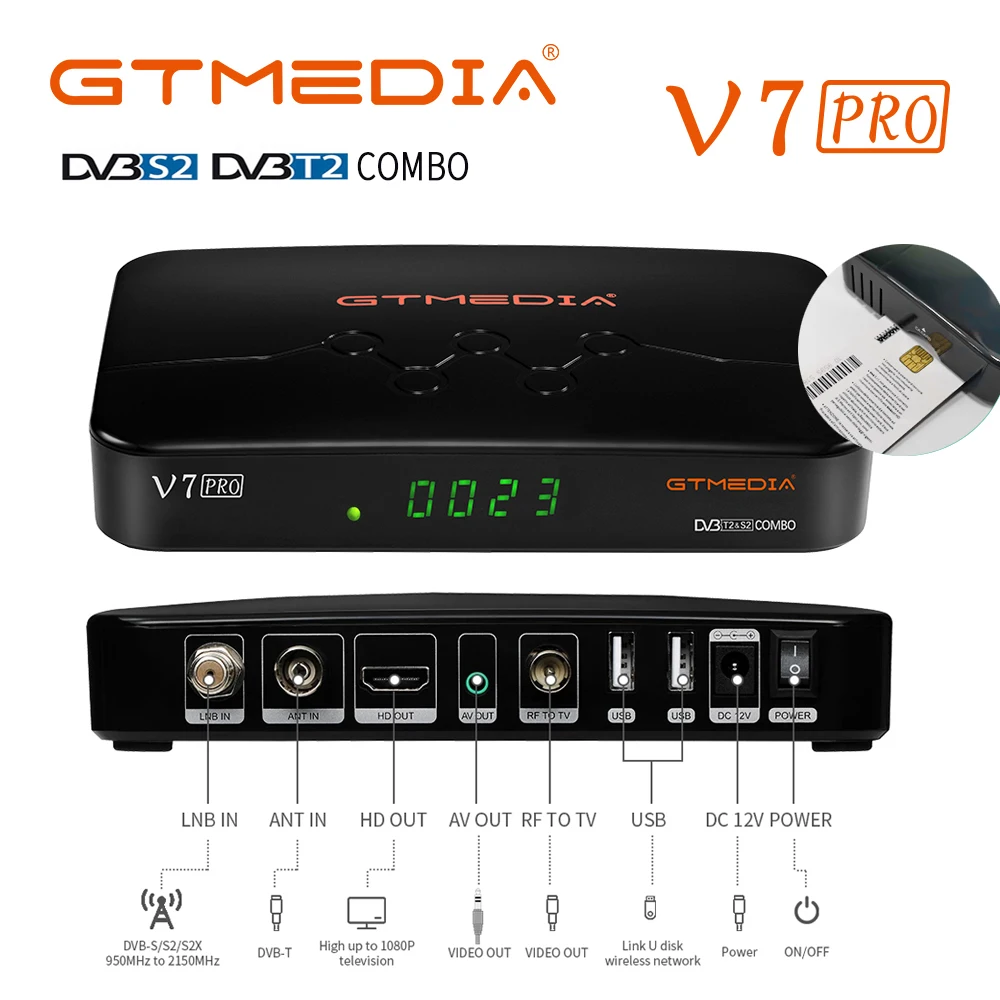 

GTMEDIA V7 Pro Satellite TV Receiver Combo DVB S/S2/S2X/T/T2 Combo H.265 HEVC 10bit USB WiFi Ccam Tivusat CA Card Slot TV BOX
