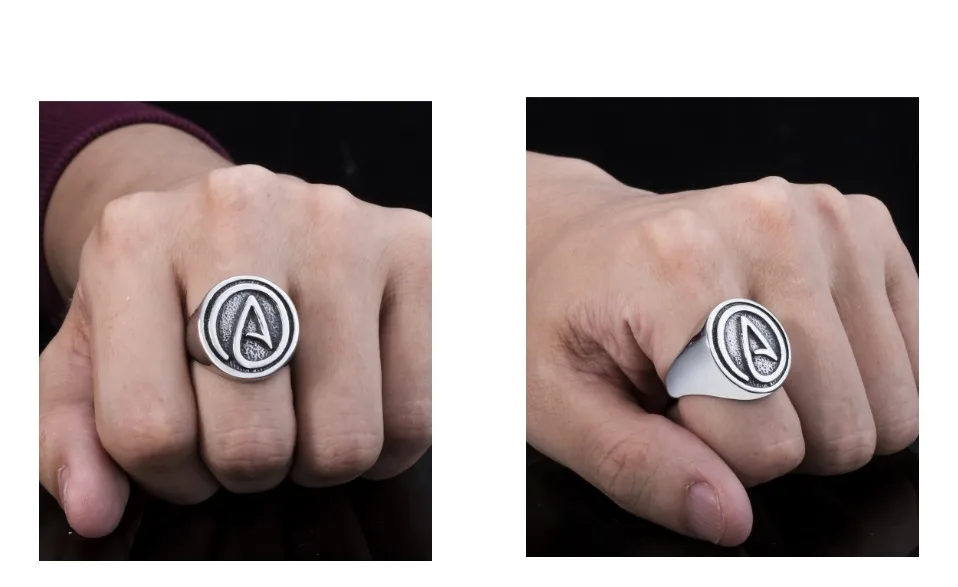 Мужское кольцо из нержавеющей стали Atheist Atheism Symbol Jewelry SR200