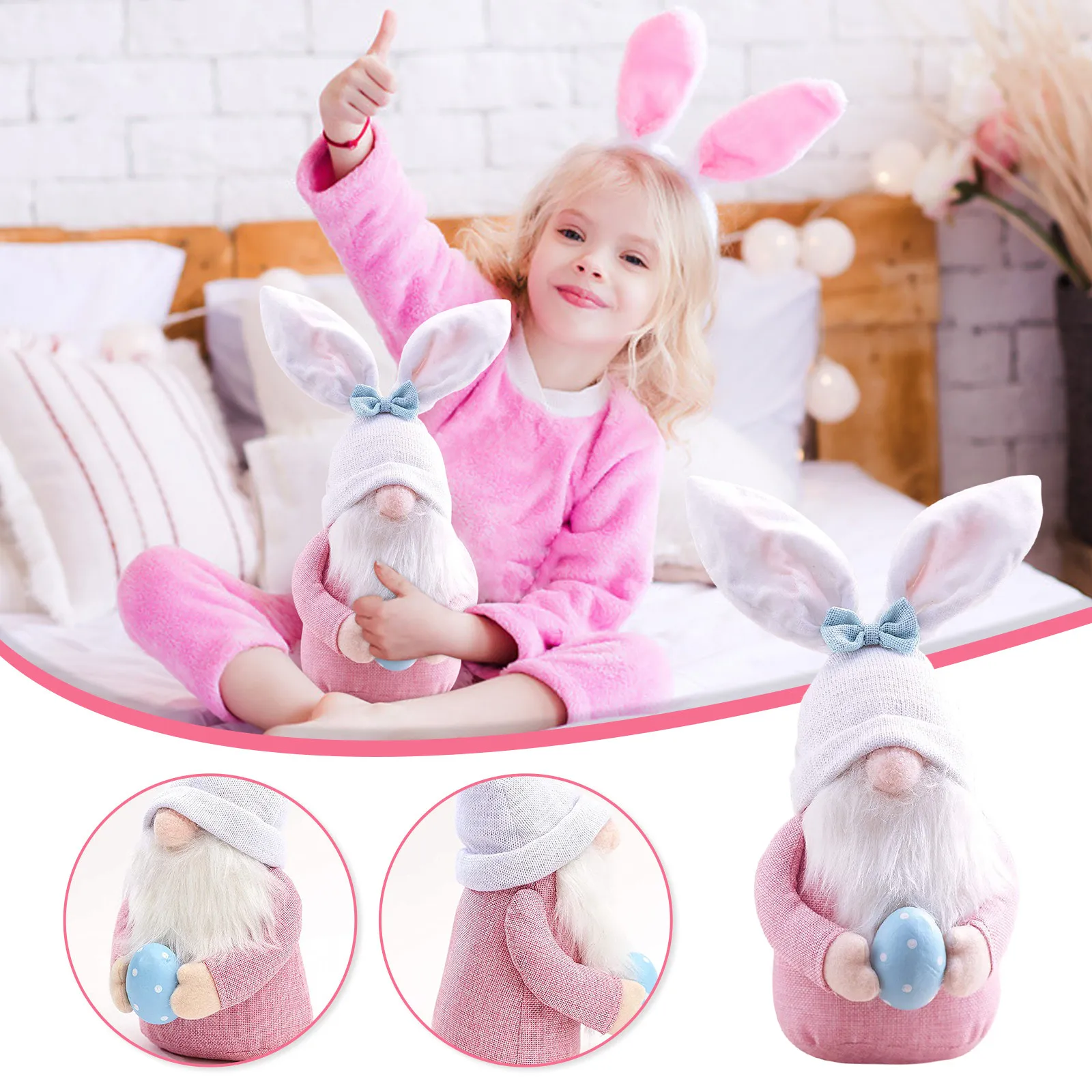 

1PC Cloth Doll For Easter Day Decorations Bedroom Living Room Desktop Decoration Standing Post 30x12x12cm pasen decoratie c1