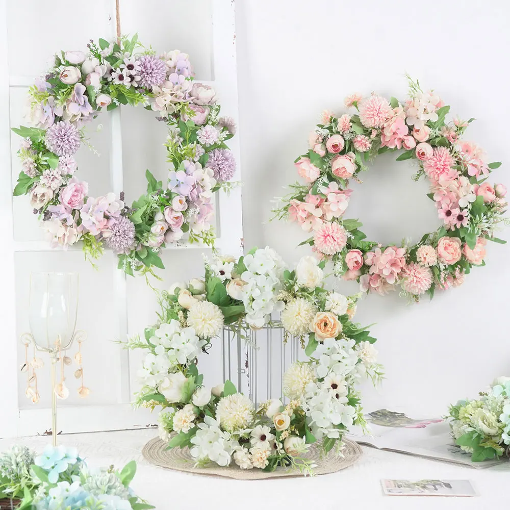 Цветочный венок с пионами Осенний на входную дверь Свадебный настенный