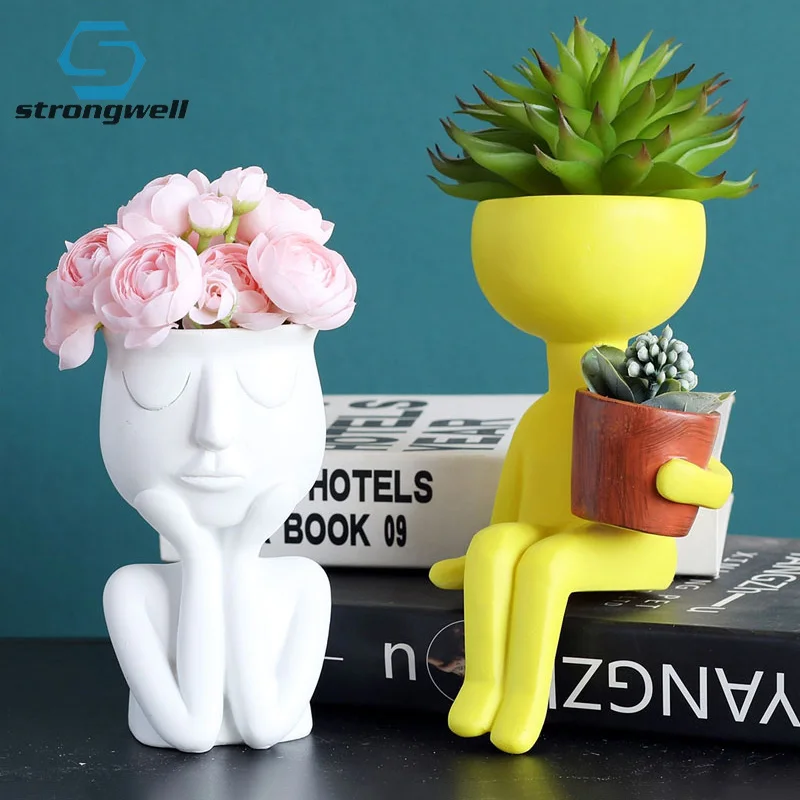Strongwell скандинавский красочный человеческий цветочный горшок миниатюрная модель