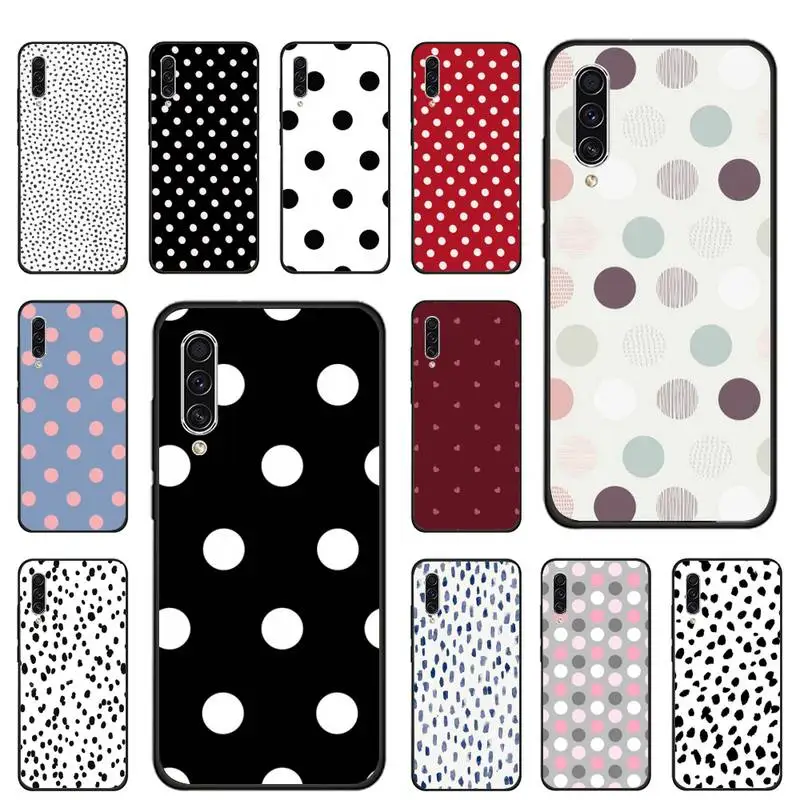 

Black White Polka Dot Phone Case For Samsung galaxy S note 7 8 9 10 20 fe edge A 6 10 20 30 50 51 70 lite plus Soft Silicone
