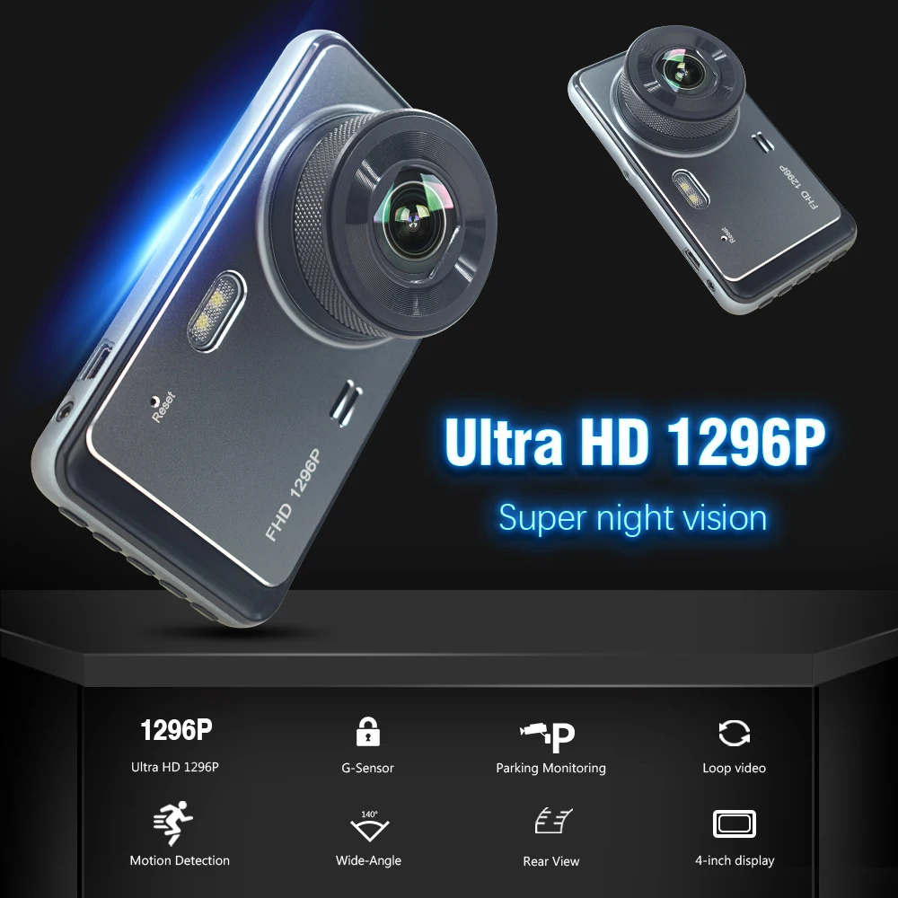Видеорегистратор Автомобильный видеорегистратор камера Full HD 1080P 1296P двойной