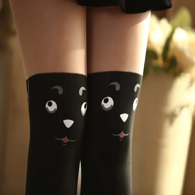 Anime cartoon stockings cat loving heart bear totoro devil Kumamon bowknot cute fun sweet women cotton stockings cosplay kawaii