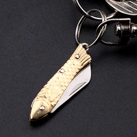 10 styles folding mini pocket knife portable brass blade keychain pendant outdoor travel camp cleaver fruit food box cutter gift