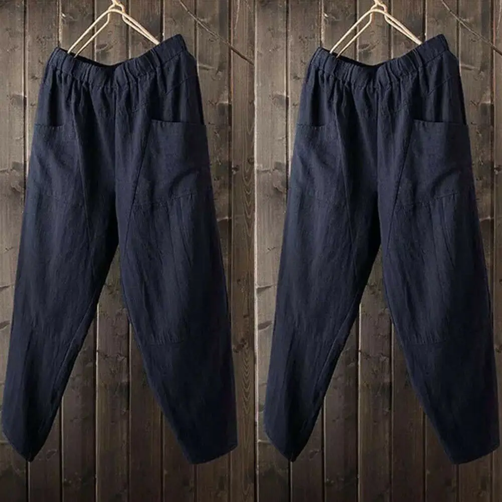 2020 шаровары длиной до щиколотки мужские льняные свободные брюки Пляжная на