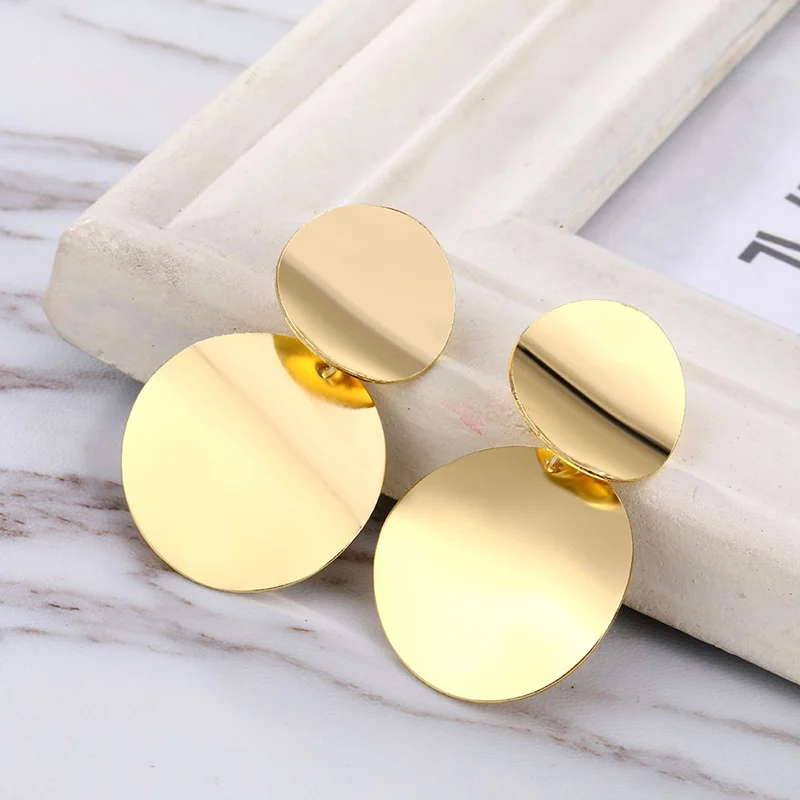 A11 Gold Модные маленький металлический шарик падение серьги в стиле панк золотого и серебряного цвета Цвет Круглый Круг Длинные висячие серьги лучший подарок для Для женщин - Окраска металла: A11 Gold