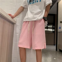 high quality summer new 100 cotton drawstring shorts men casual waffle short sweat joggers black white pink 4xl 5xl