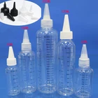 5 шт. 30 мл60 мл100 мл120 мл250 мл Пластик E сока жидкости Градуированный mark ПЭТ бутылки падения наконечник Кепки татуировки пигментные чернила контейнеров