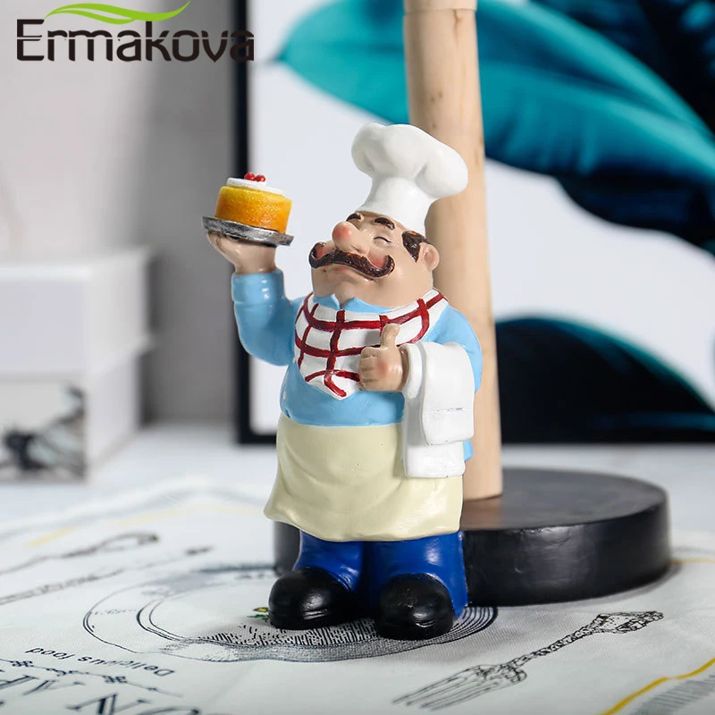 ERMAKOVA смолы шеф-повар двухслойный бумажный держатель для полотенец статуэтки