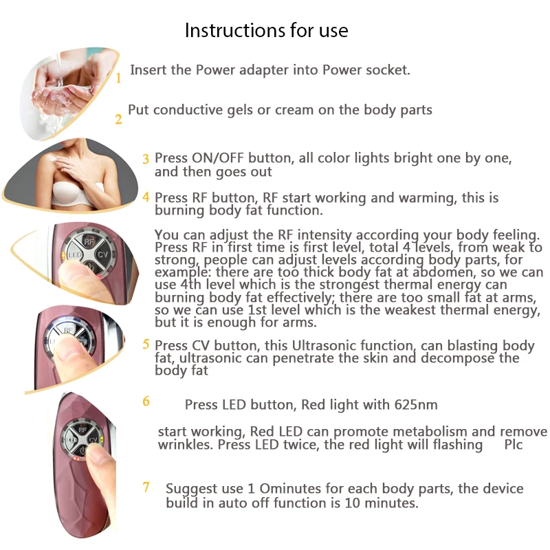 Портативный RF кавитационный ультразвуковой массажер для похудения тела Потеря