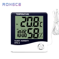 LCD Electronic Temperature Humidity Meter Room Digital Thermometer Hygrometer Weather Station Alarm Clock HTC-2