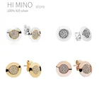 Бесплатная доставка подлинное 925 стерлингового серебра круглые серьги гвоздики для женщин, для женщин, сделай сам, ювелирное изделие, Рождественский подарок серьги