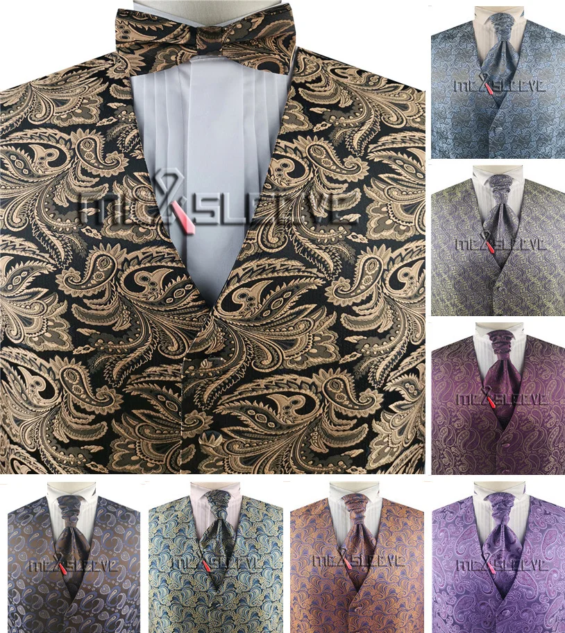 

Микрофибра Пейсли Свадьба/костюм/платье жилет (жилет + шейный платок + накидка)