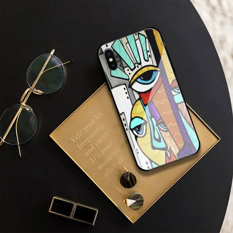 

Picasso Abstract Painting Phone Case For Iphone 11 Pro XR XS MAX 8 X 7 6S 6 Plus Tempered Glass Cove Fundas
