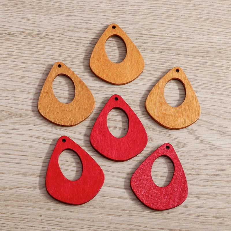 

15pcs 33*40mm Wood Drop Earrings Charms for DIY Jewelry Making Hollow Up Drop Shape Pendants Necklace Findings Accessories