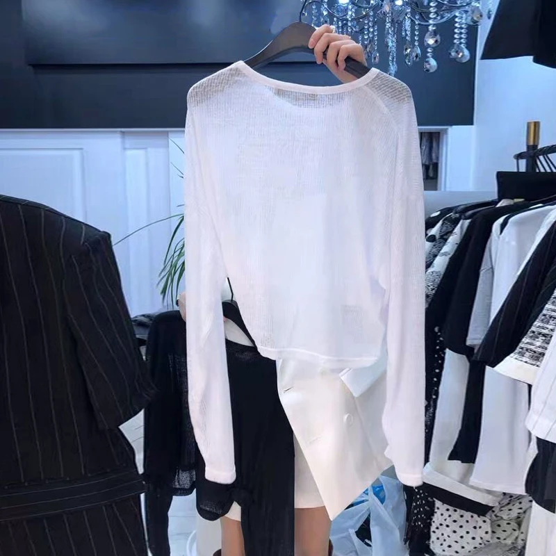 Camiseta de protección solar para mujer, camisetas finas de manga larga, Top holgado a juego con Base adelgazante de estilo coreano 2021